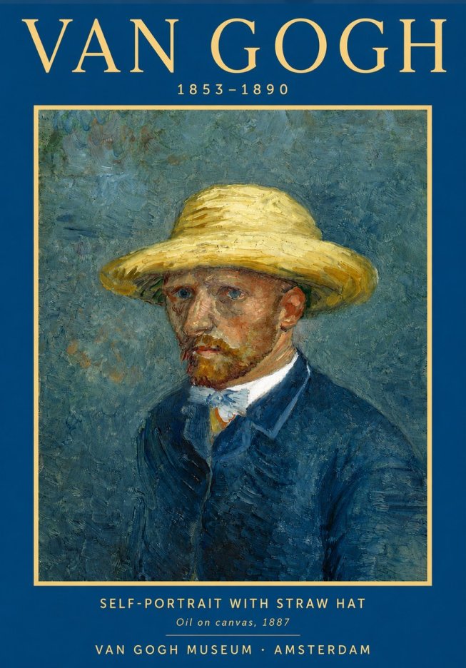 Van Gogh Self-portrait with Straw Hat III No3 - Juliste
