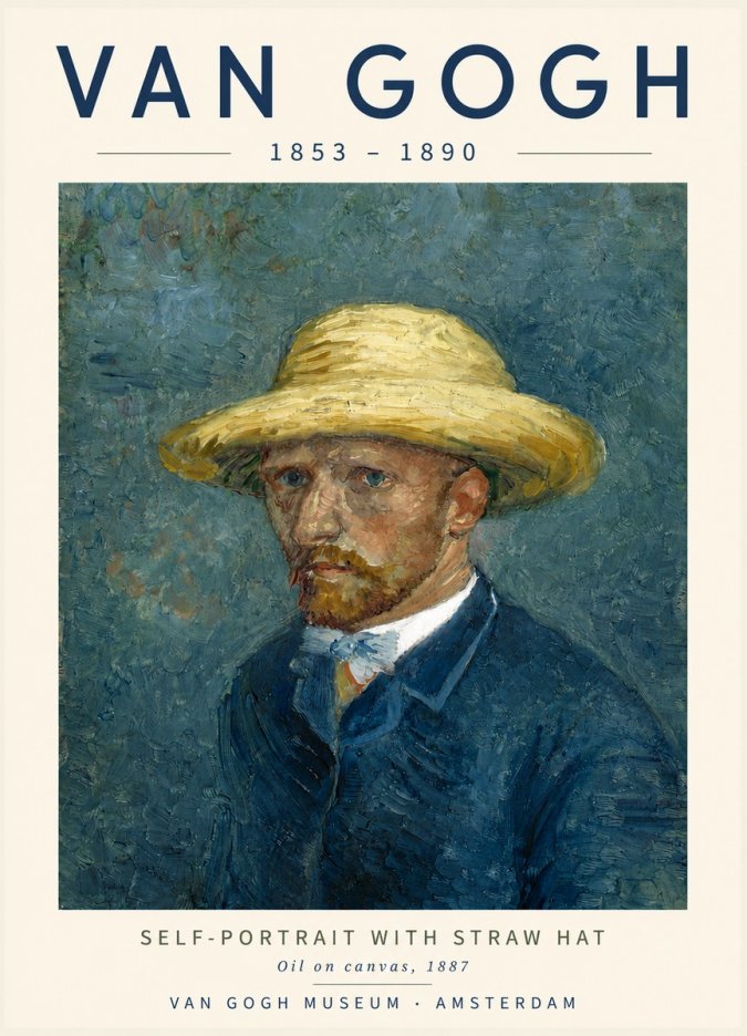 Van Gogh Self-portrait with Straw Hat III No4 - Juliste