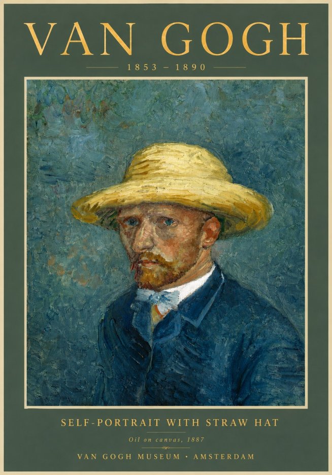 Van Gogh Self-portrait with Straw Hat III No5 - Juliste