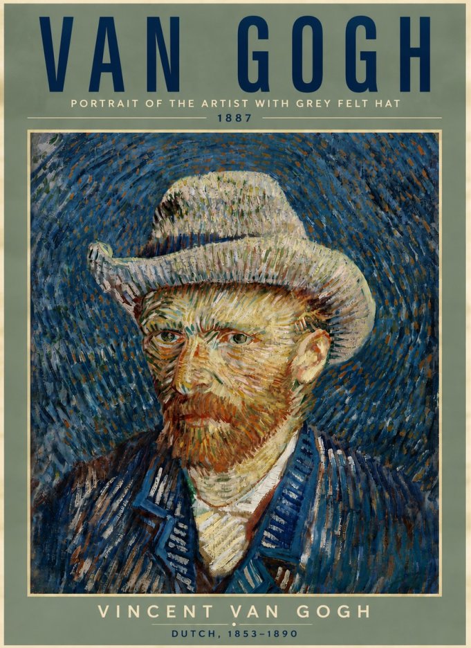 Van Gogh Portrait of the Artist with Grey Felt Hat No5 - Juliste