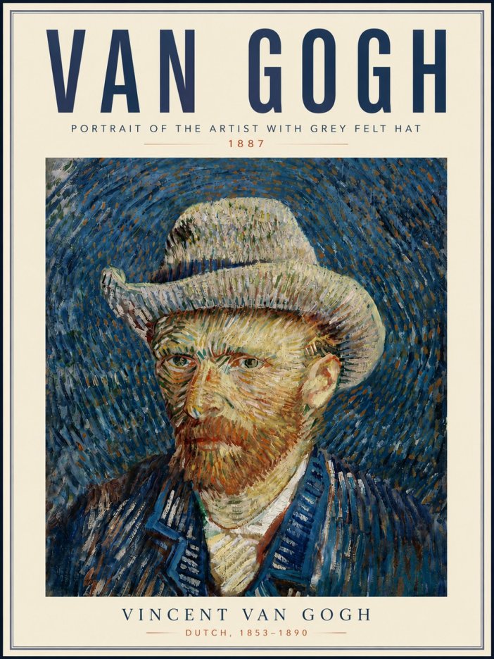 Van Gogh Portrait of the Artist with Grey Felt Hat No6 - Juliste