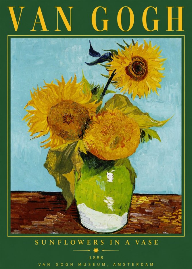 Van Gogh Sunflowers in a Vase No4 - Juliste
