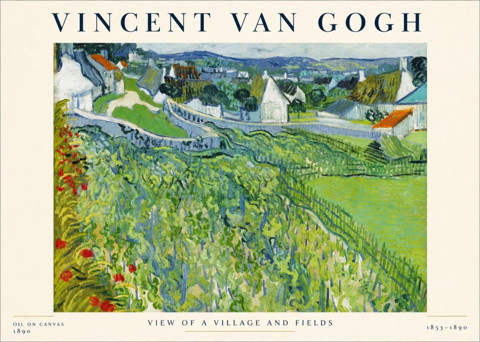 Van Gogh View of a Village and Fields No4 - Juliste