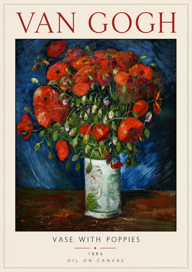 Van Gogh Vase with Poppies No4 - Juliste