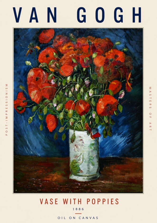 Van Gogh Vase with Poppies No5 - Juliste