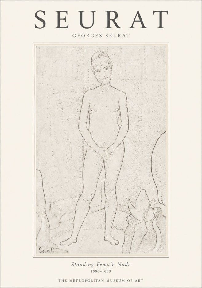 Seurat Standing Female Nude No1 - Juliste