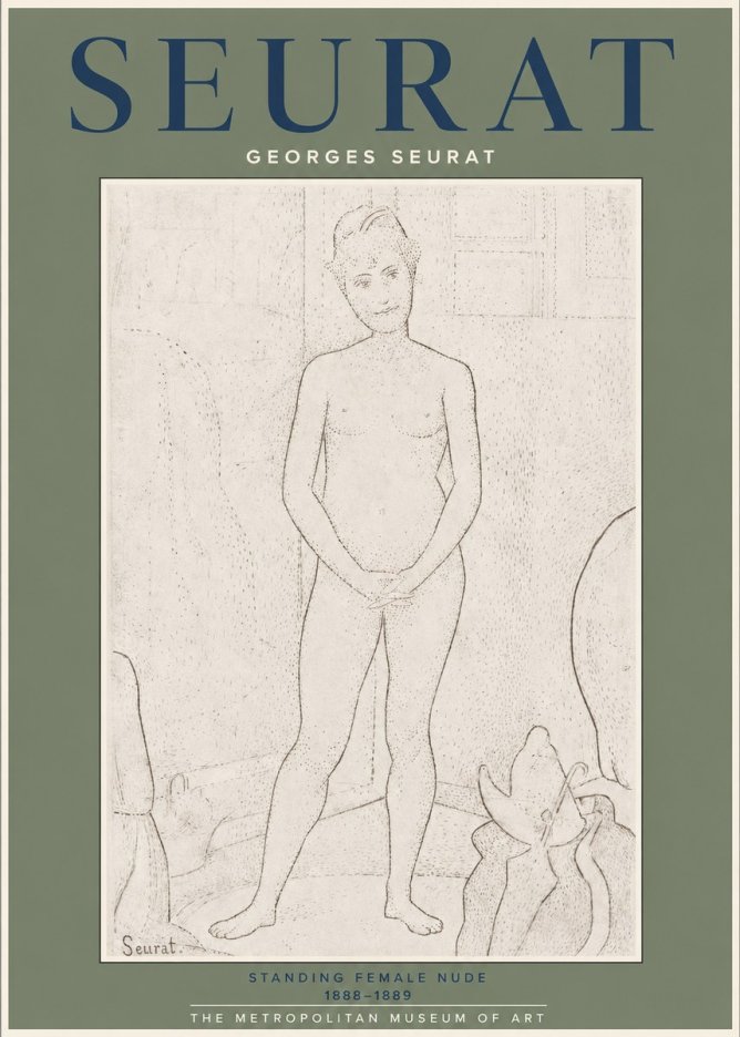 Seurat Standing Female Nude No2 - Juliste