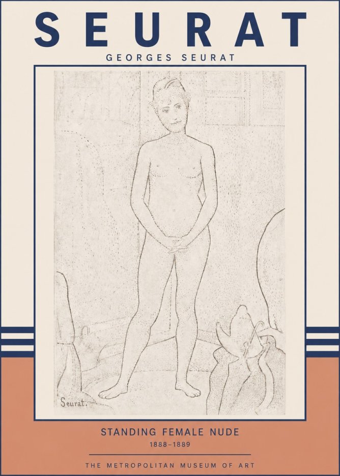Seurat Standing Female Nude No3 - Juliste