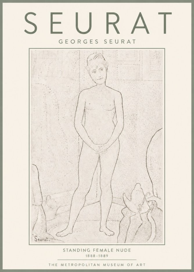 Seurat Standing Female Nude No4 - Juliste
