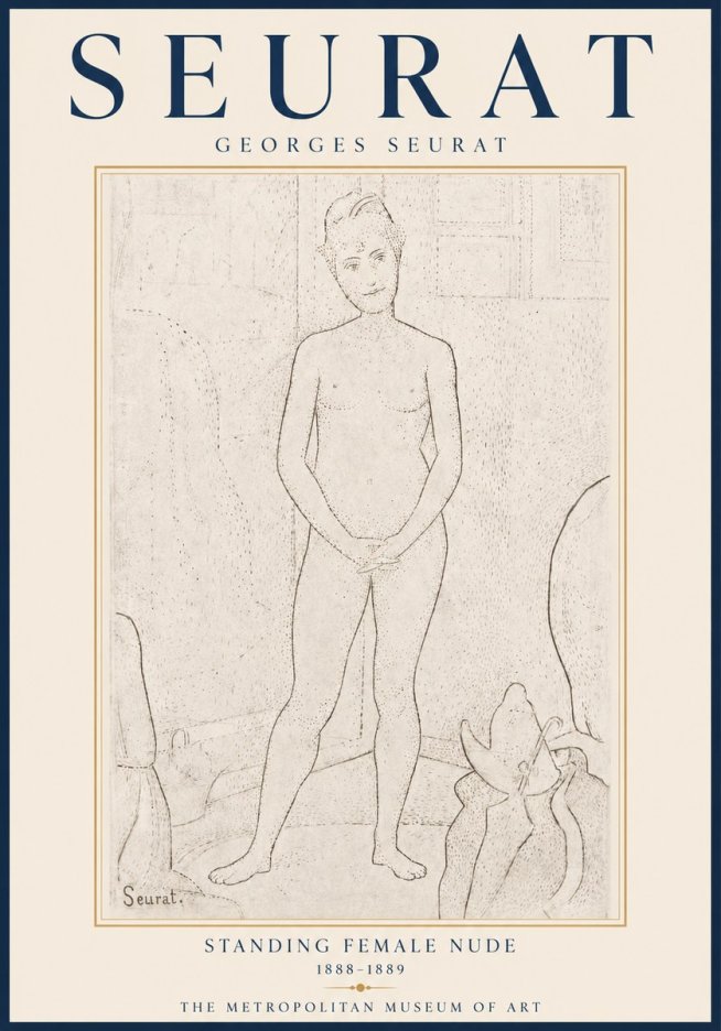 Seurat Standing Female Nude No6 - Juliste