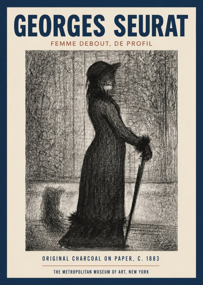 Seurat Femme Debout, De Profil No2 - Juliste
