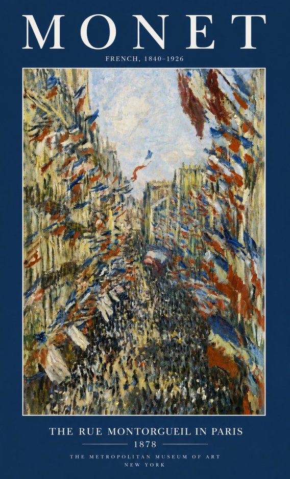Monet The Rue Montorgueil in Paris No6 - Juliste
