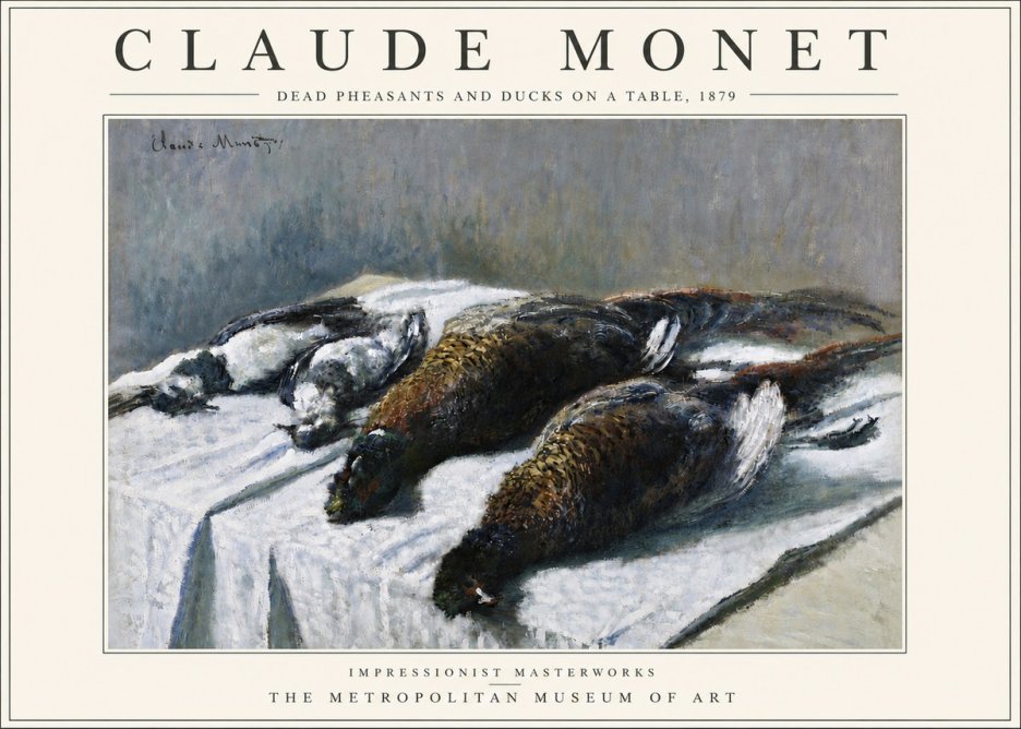 Monet Dead Pheasants and Ducks on a Table No4 - Juliste