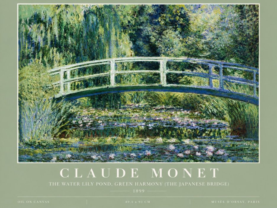 Monet The Water Lily Pond, Green Harmony (the Japanese Bridge) No5 - Juliste