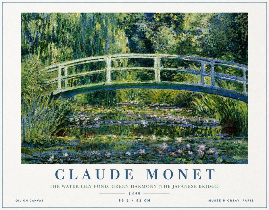 Monet The Water Lily Pond, Green Harmony (the Japanese Bridge) No6 - Juliste