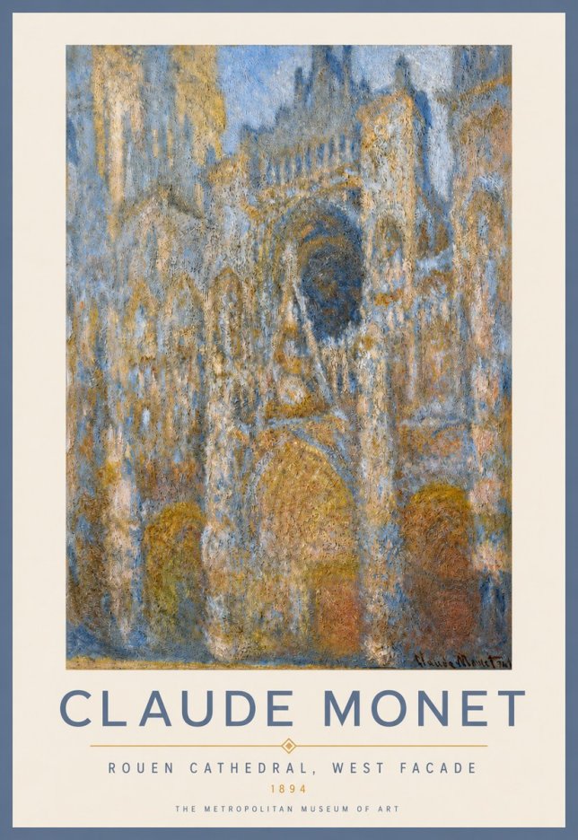 Monet Rouen Cathedral, West Facade No2 - Juliste