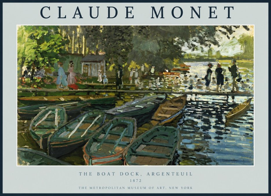 Monet The Boat Dock, Argenteuil No2 - Juliste