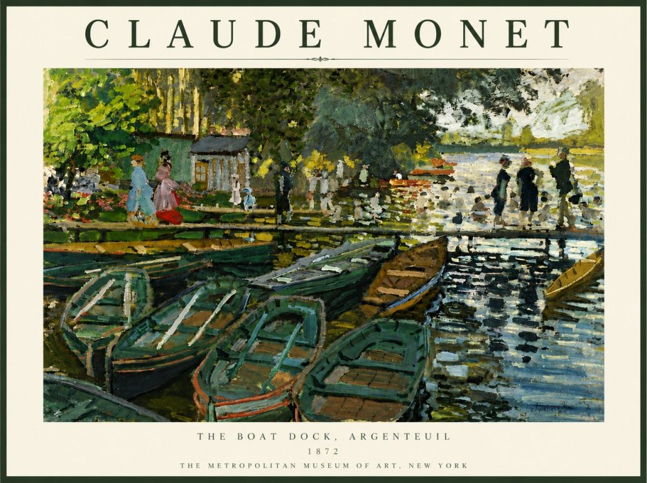 Monet The Boat Dock, Argenteuil No6 - Juliste