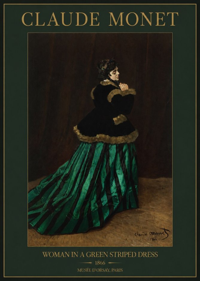 Monet Woman in a Green Striped Dress No2 - Juliste