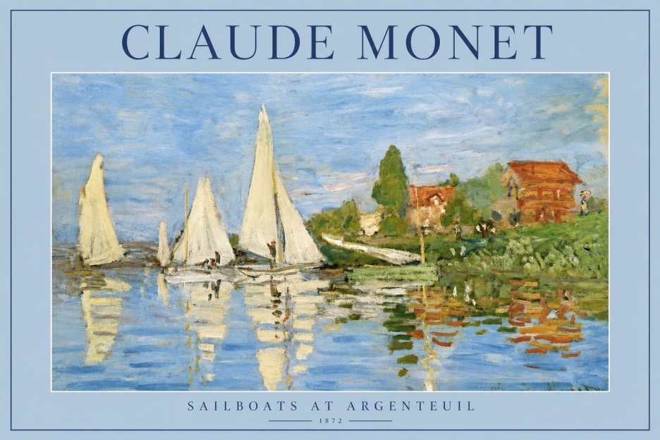 Monet Sailboats at Argenteuil No2 - Juliste