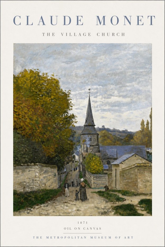 Monet The Village Church No5 - Juliste
