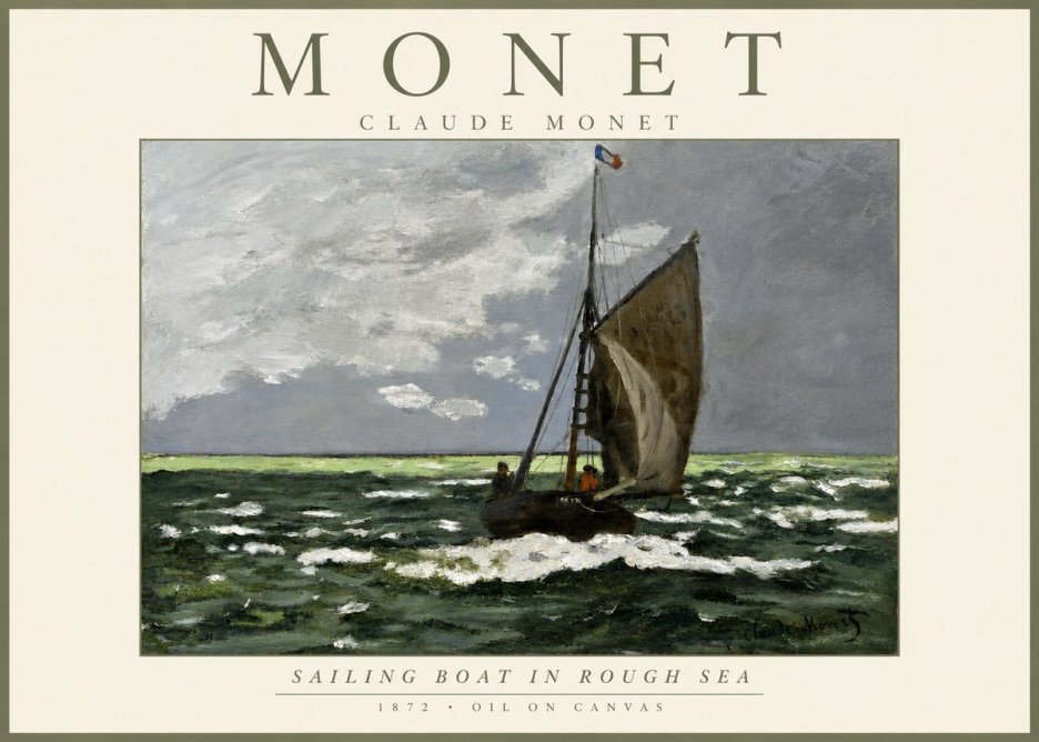 Monet Sailing Boat in Rough Sea No3 - Juliste