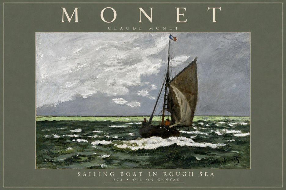 Monet Sailing Boat in Rough Sea No4 - Juliste