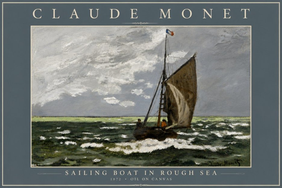 Monet Sailing Boat in Rough Sea No6 - Juliste