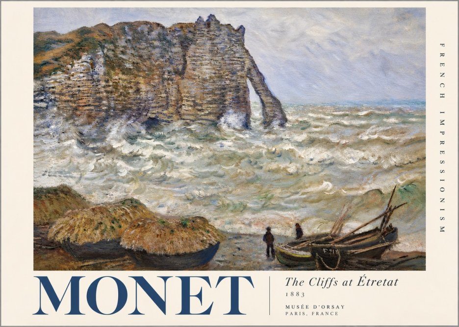 Monet The Cliffs at Etretat No4 - Juliste