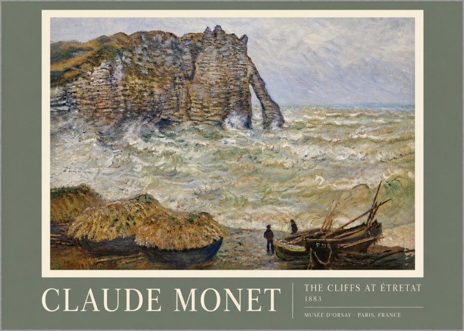 Monet The Cliffs at Etretat No5 - Juliste