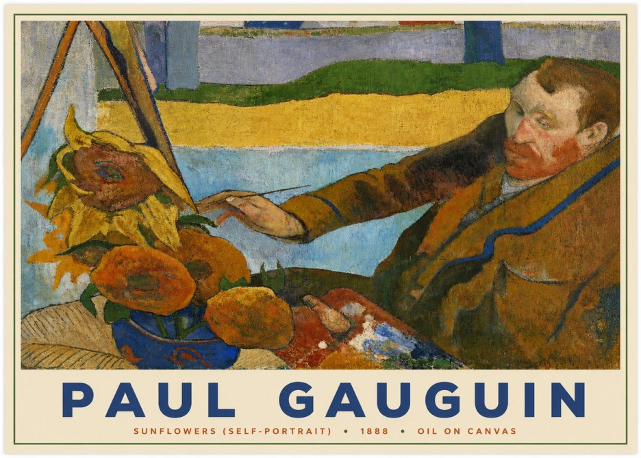 Paul Gauguin The Artist and His Sunflowers No5 - Juliste