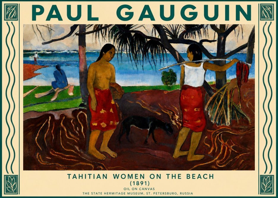 Paul Gauguin Tahitian Women on the Beach (1891) No3 - Juliste