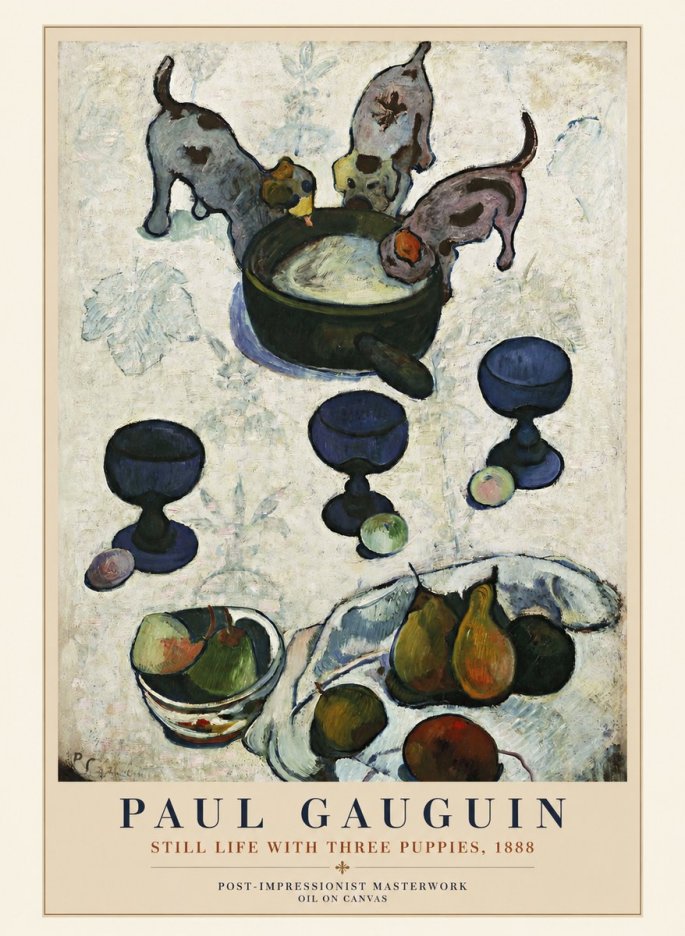 Paul Gauguin Still Life with Three Puppies, 1888 No1 - Juliste