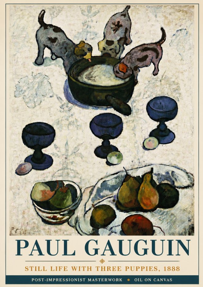 Paul Gauguin Still Life with Three Puppies, 1888 No5 - Juliste