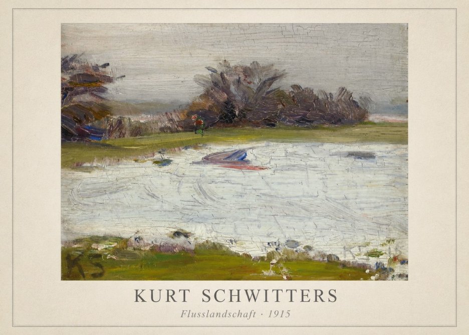 Kurt Schwitters Flusslandschaft No5 - Juliste