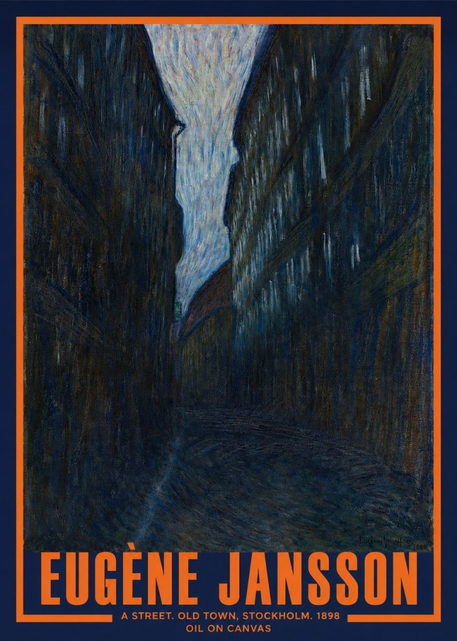 Eugène Jansson A Street. Old Town, Stockholm. 1898 No2 - Juliste