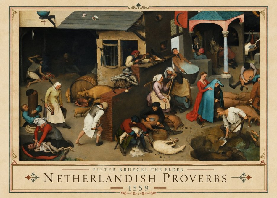 Pieter Bruegel Netherlandish Proverbs VI No1 - Juliste