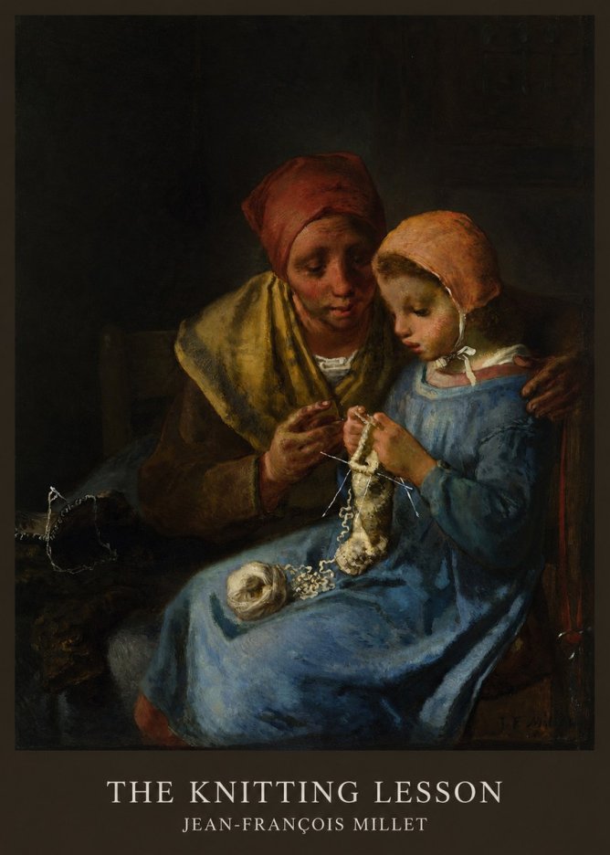 Jean-François Millet The Knitting Lesson I No5 - Juliste