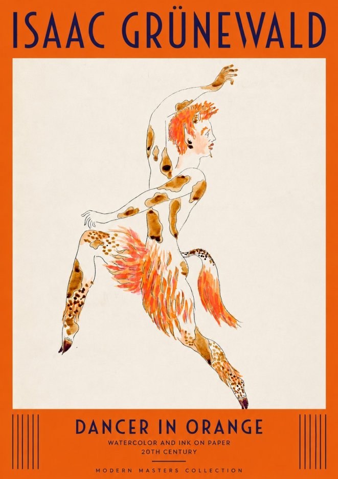 Isaac Grünewald Dancer in Orange No2 - Juliste
