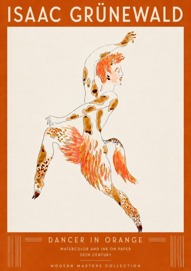 Isaac Grünewald Dancer in Orange No5 - Juliste