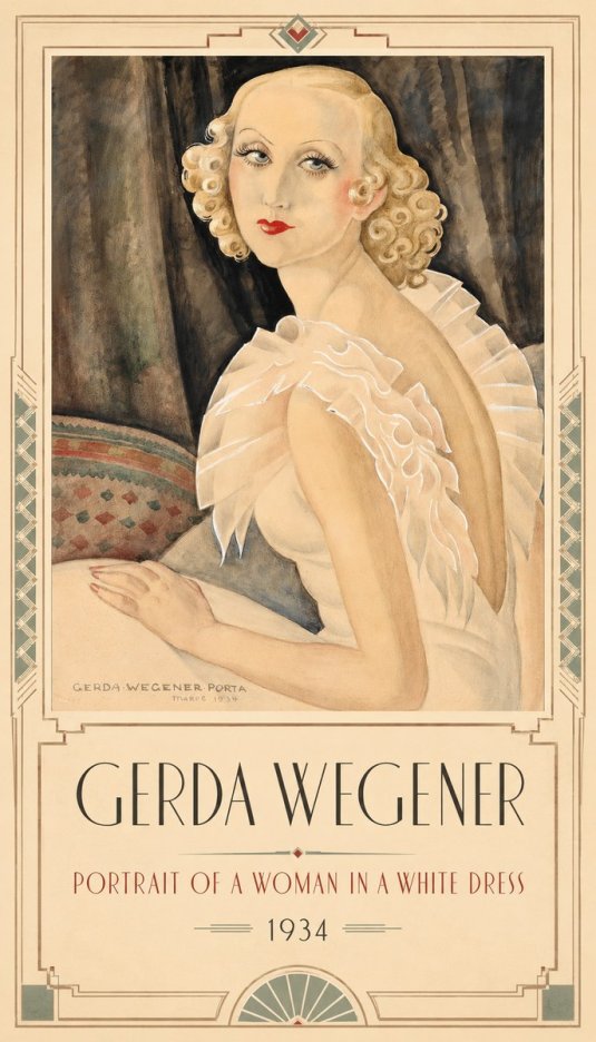 Gerda Wegener Portrait of a Woman in a White Dress No1 - Juliste
