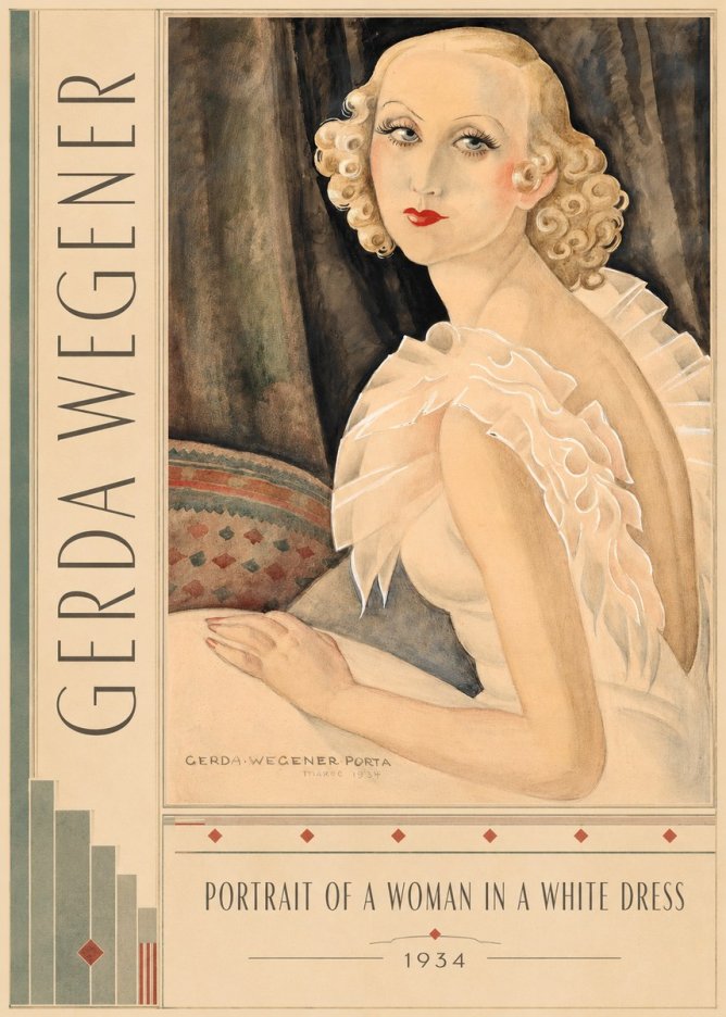 Gerda Wegener Portrait of a Woman in a White Dress No2 - Juliste