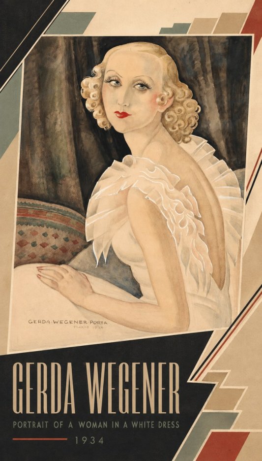 Gerda Wegener Portrait of a Woman in a White Dress No5 - Juliste
