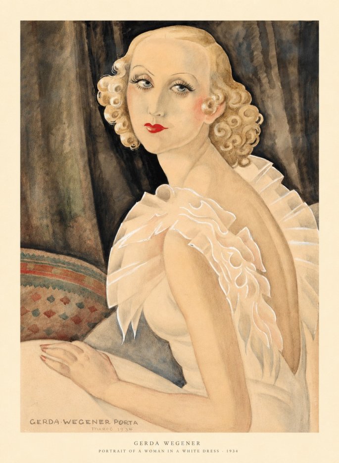 Gerda Wegener Portrait of a Woman in a White Dress No6 - Juliste