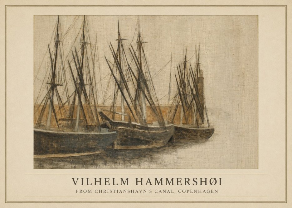 Vilhelm Hammershøi From Christianshavn's Canal, Copenhagen No1 - Juliste