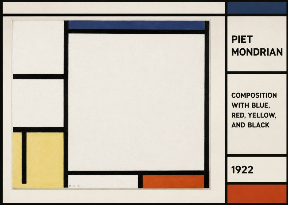 Piet Mondrian Composition with Blue, Red, Yellow, and Black No2 - Juliste