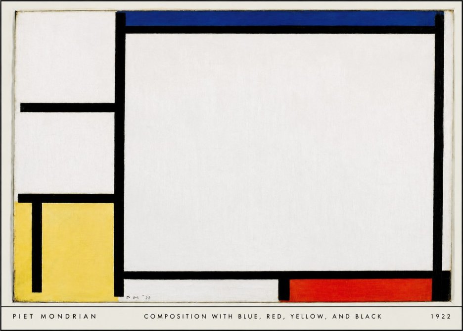 Piet Mondrian Composition with Blue, Red, Yellow, and Black No6 - Juliste