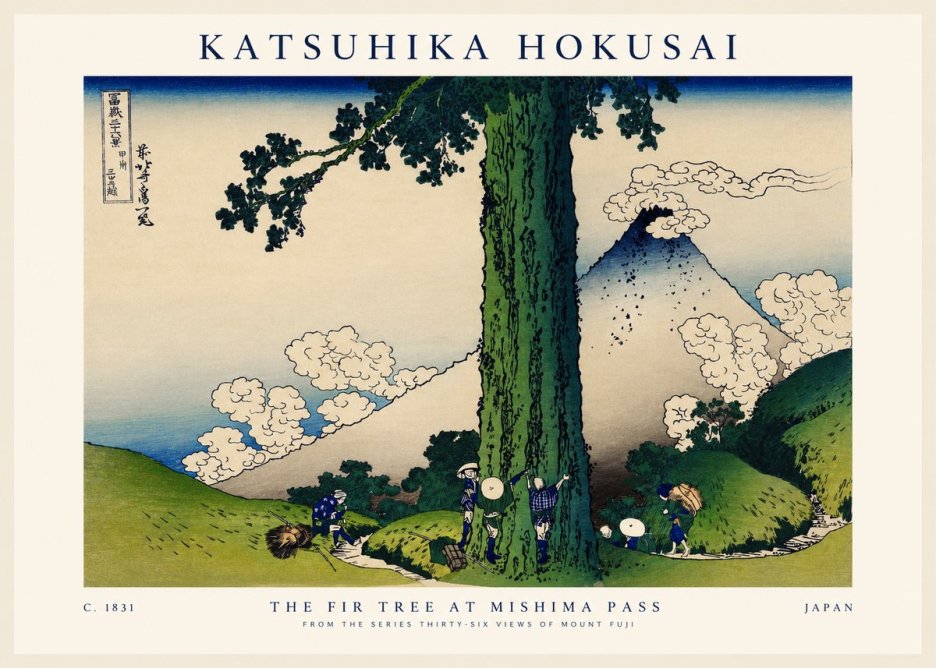 Katsushika Hokusai The Fir Tree at Mishima Pass No1 - Juliste