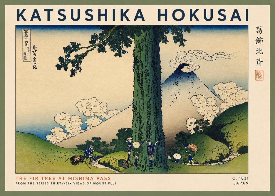 Katsushika Hokusai The Fir Tree at Mishima Pass No2 - Juliste