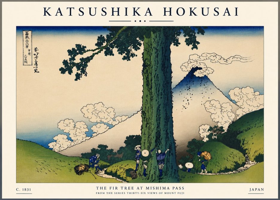 Katsushika Hokusai The Fir Tree at Mishima Pass No7 - Juliste